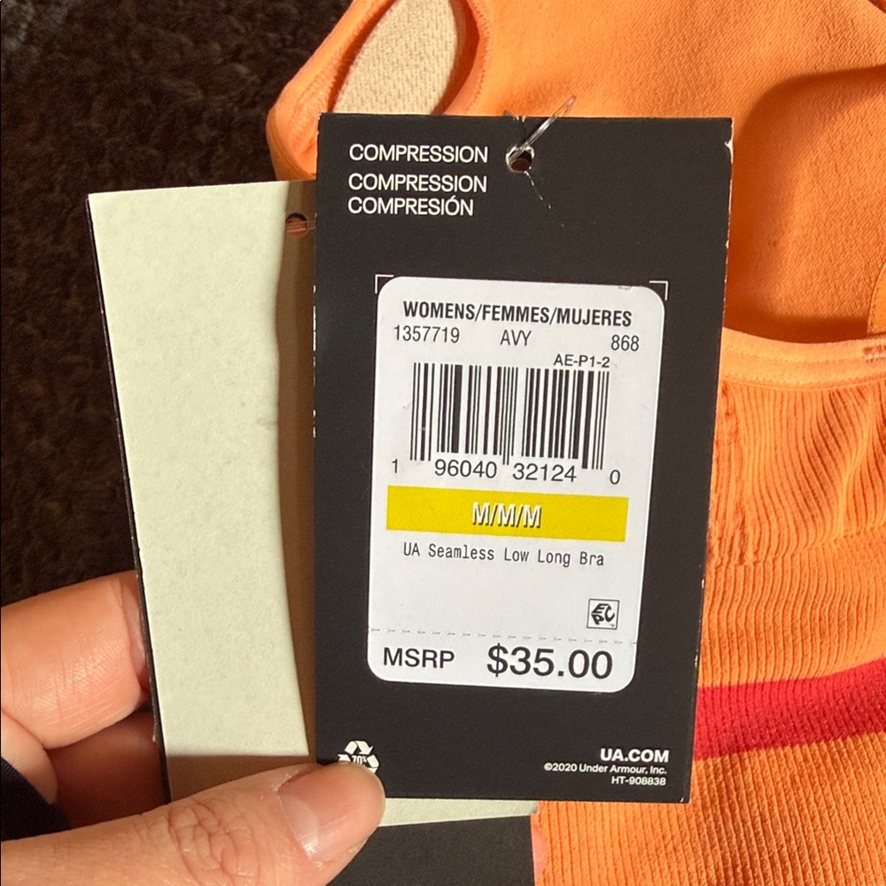 Under Armour Women's Vibrant Orange Sports Bra - Picture 2 of 5